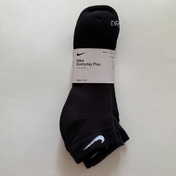 NWT Nike Dri-Fit Men's Cushioned Black Socks 3 Pack Size XL Shoe Size 12-15 - Picture 1 of 8